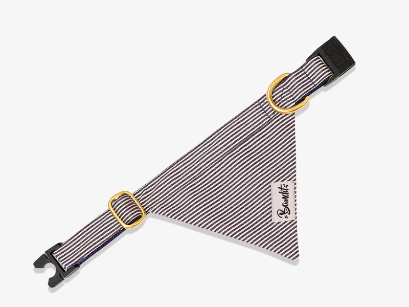 Bandana pour chat rayé bleu