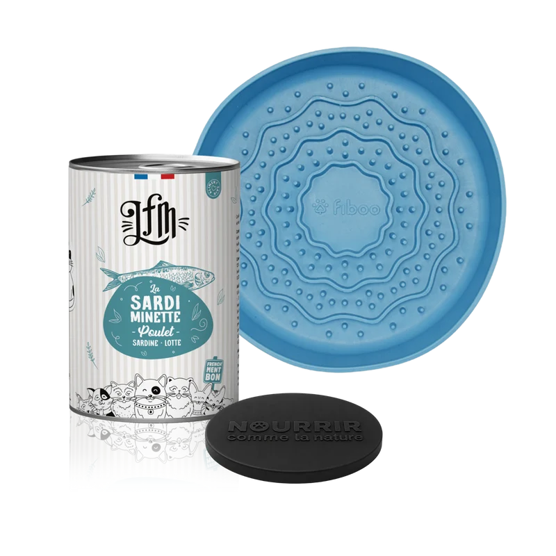 Routine hydratation chat : 6 pâtées La Sardiminette + 1 mini bol de léchage + 1 couvercle