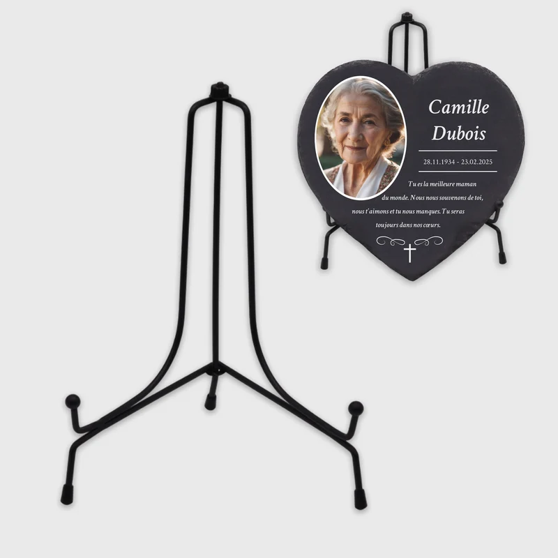 Support pour plaque funéraire en forme de cœur - Robuste et résistant aux intempéries | 2 tailles - Support en métal