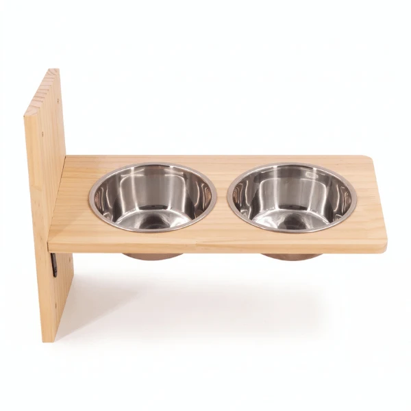 Gamelle en hauteur pour chat murale en bois double - BowlPerch™