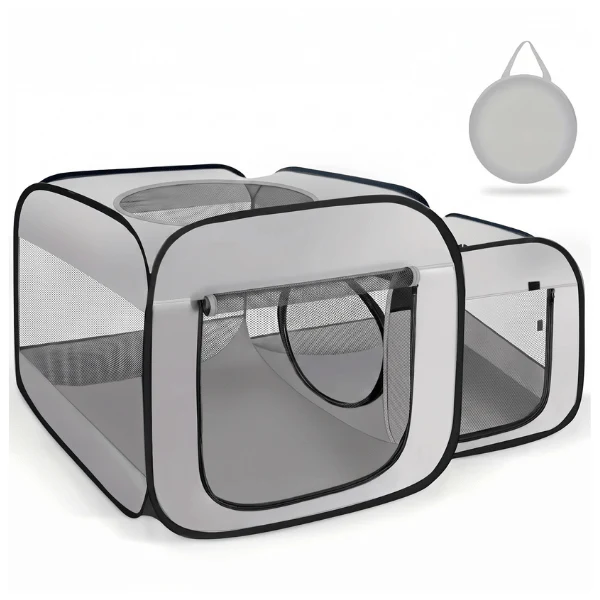 Tente pour chat - XXL parc enclos double espace pliable - Horizon™