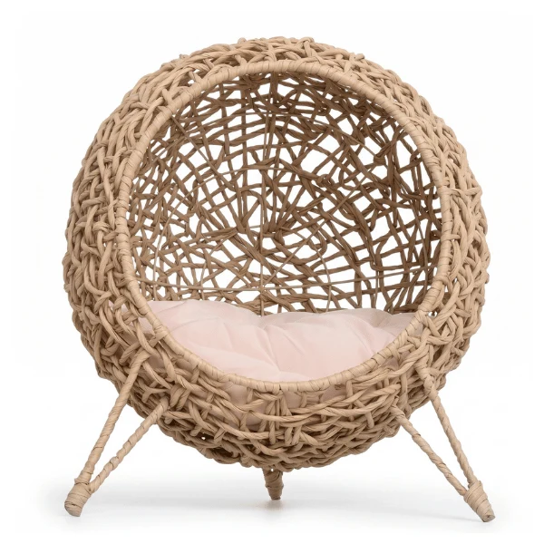 Niche pour chat intérieur - Rotin tressé design surélevée - Rotinéo™