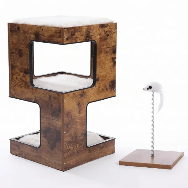 Maison chat bois - Moderne multifonction griffoir couchage - WoodCube™