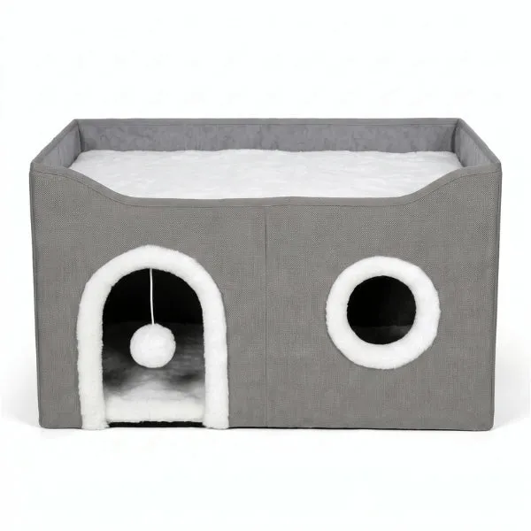Maison pour chats - Couchage griffoir et jeu à 2 niveaux - CatSwift™