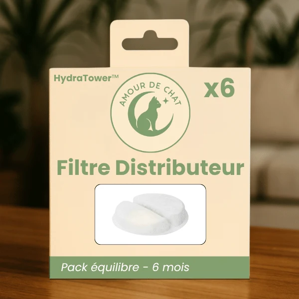 Filtre distributeur eau chat - HydraTower™ : Triple filtration