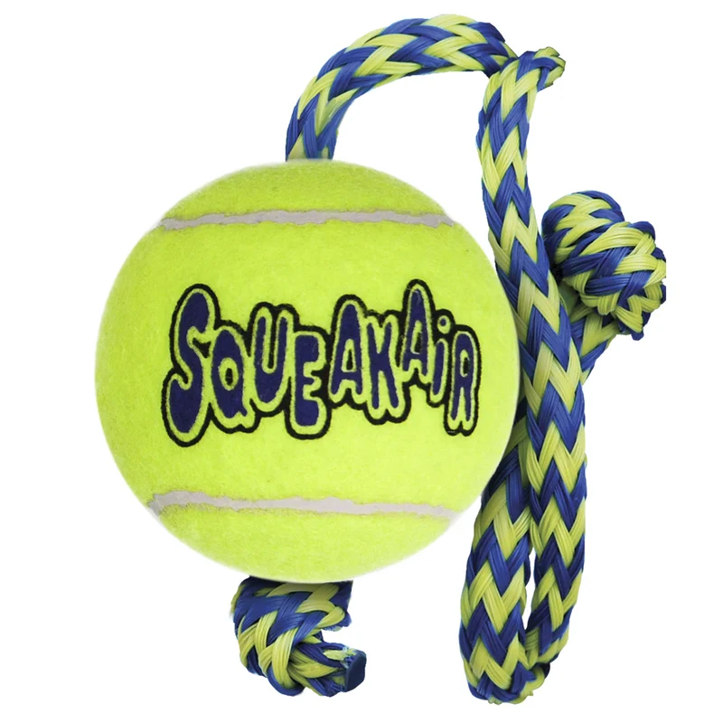 Hundespielzeug KONG® Squeakair® Ball mit Tau
