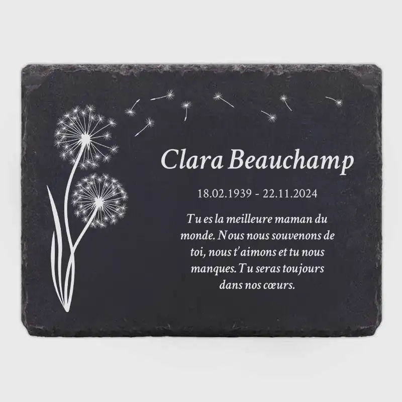 Plaque funéraire personnalisée comme ornement de tombe avec texte au choix – Pissenlit, 3 tailles | Plaque commémorative