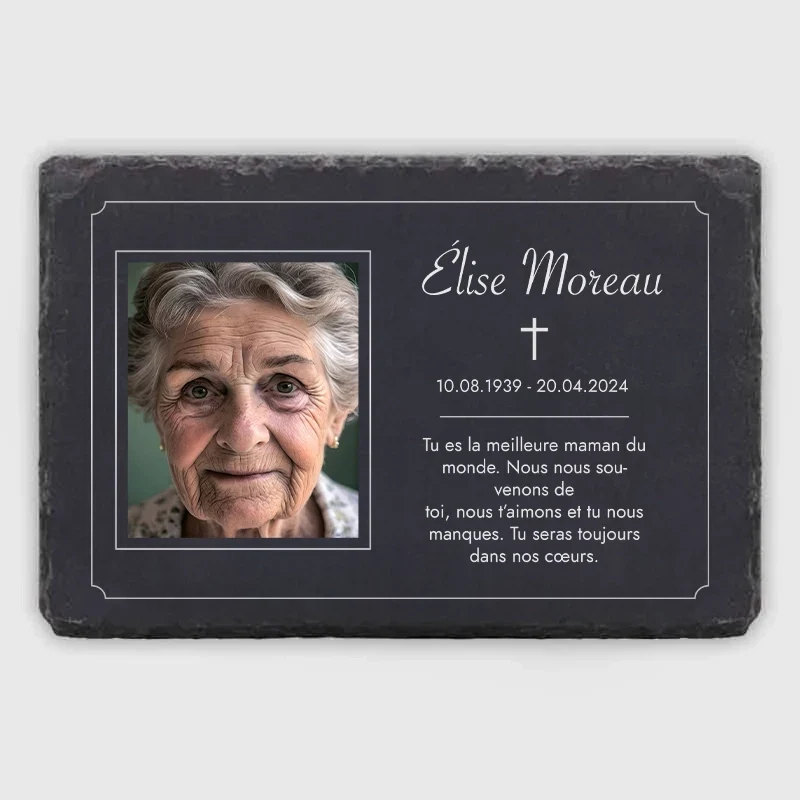 Plaque commémorative personnalisée avec texte et photo – Souvenir, 3 tailles | Plaque d'ardoise gravée, plaque mortuaire