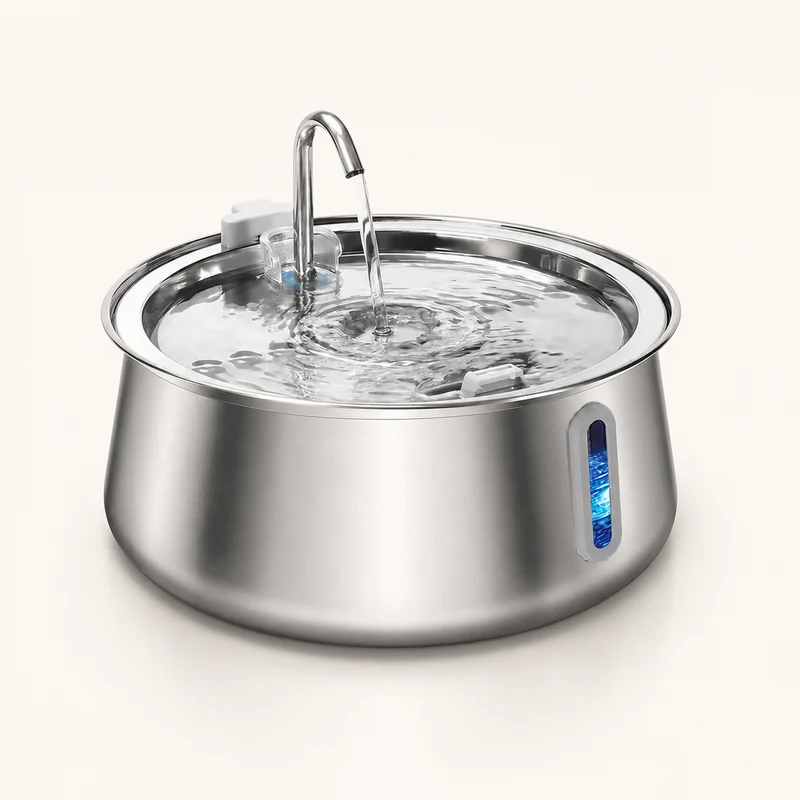 Fontaine à eau pour chat en inox - Bec robinet 4 L, grande réserve pour plusieurs chats