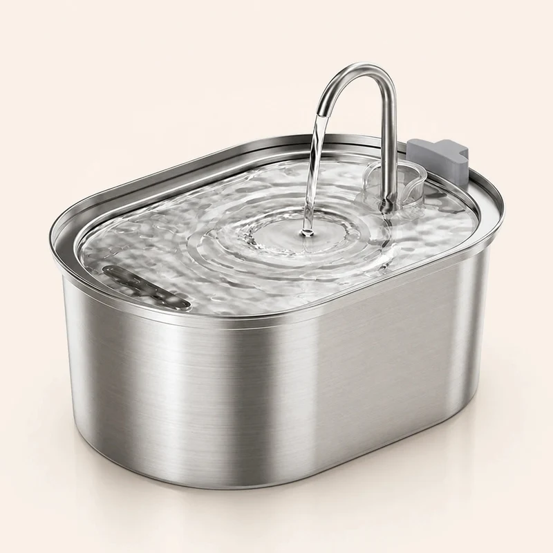 Fontaine à eau pour chat en inox - Ovale bec robinet 3,2 L, silencieuse et grande capacité
