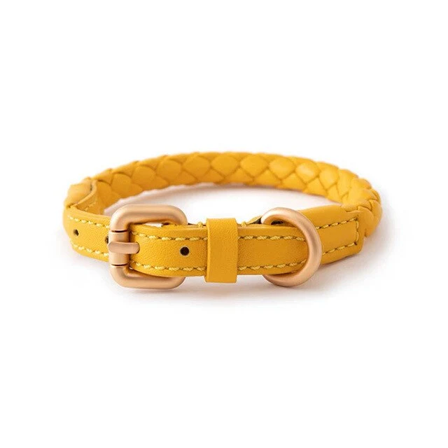 Dog Tow Rope Dog Collar PU Leather Woven Adjustable Dog Harness Medium Large Dog Collar Cat Collar Pet Supplies Dog Collar