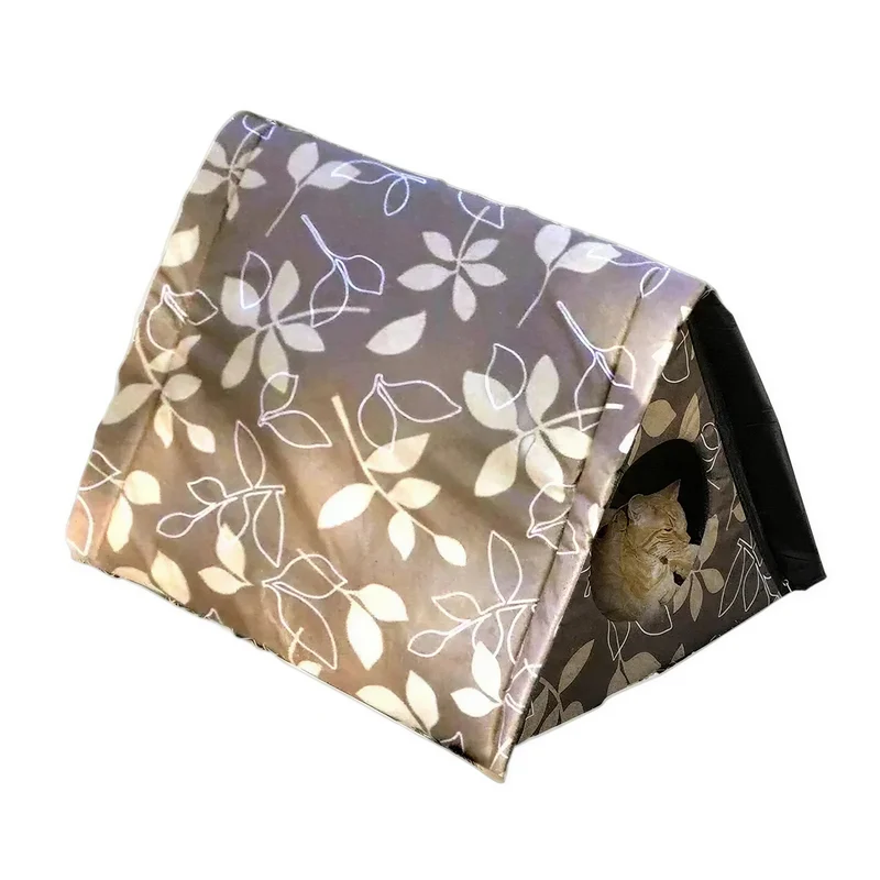 Cabane pour Chat Extérieur Triangulaire avec Imprimé