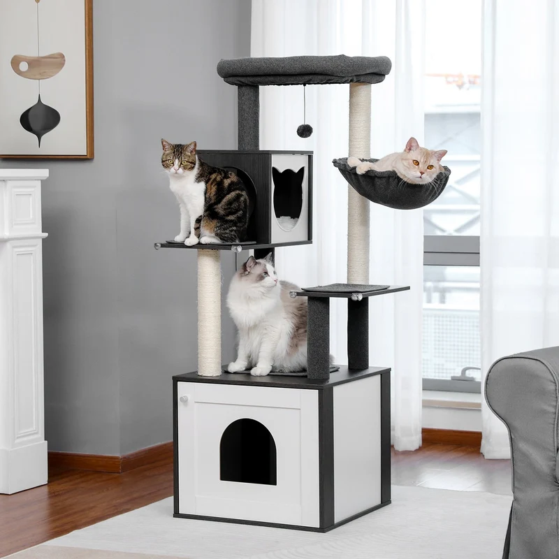 Arbre à chat avec litière intégrée