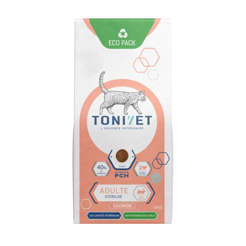Tonivet adult stérilisé saumon - croquettes chat