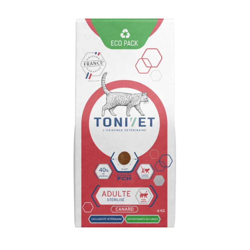 Tonivet adult stérilisé canard - croquettes chat