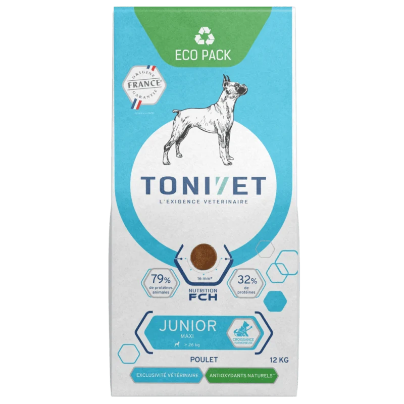 TONIVET JUNIOR MAXI POULET 12KG -croquettes chien