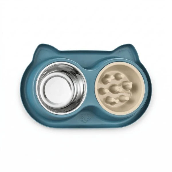 Gamelles anti glouton chat - Double repas lent complet - DuoSlow™
