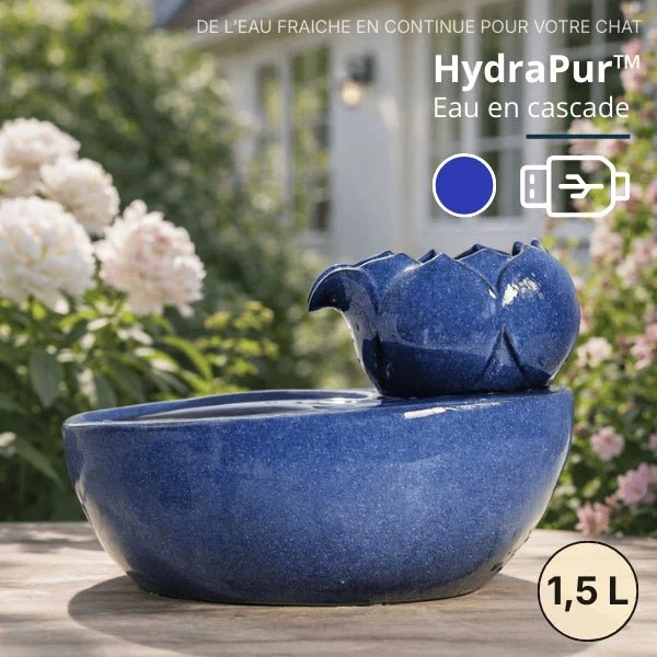 Fontaine à eau chat céramique lotus design zen - HydraPur™