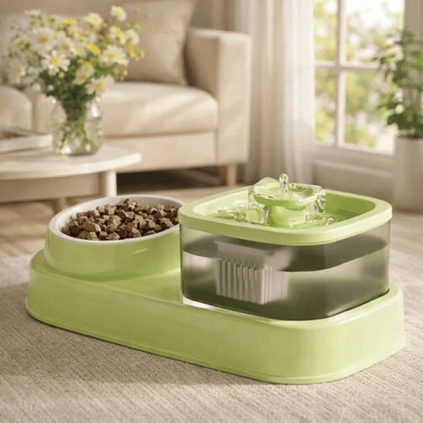 Fontaine à eau chat et gamelle croquettes - DuoFlow™