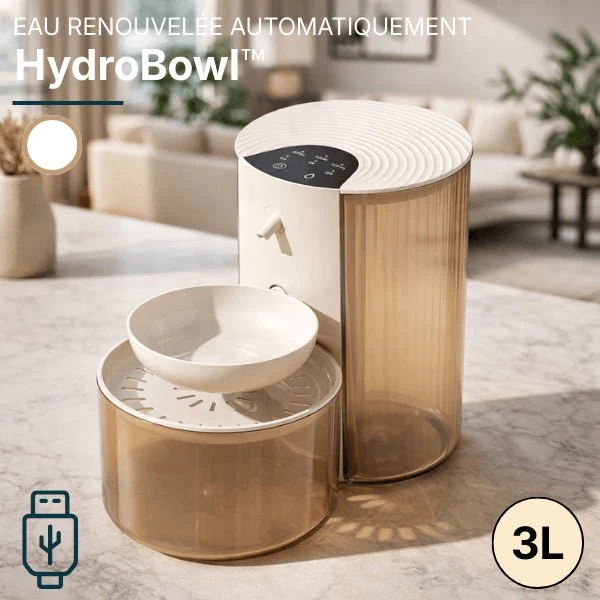 Distributeur d’eau pour chat - automatique intelligent sans fil - HydroBowl™