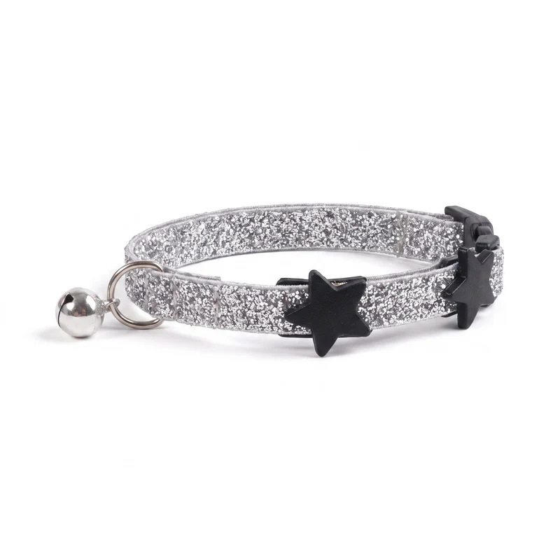 Collier Chat Anti Étranglement Élastique et Pailleté avec Clochette