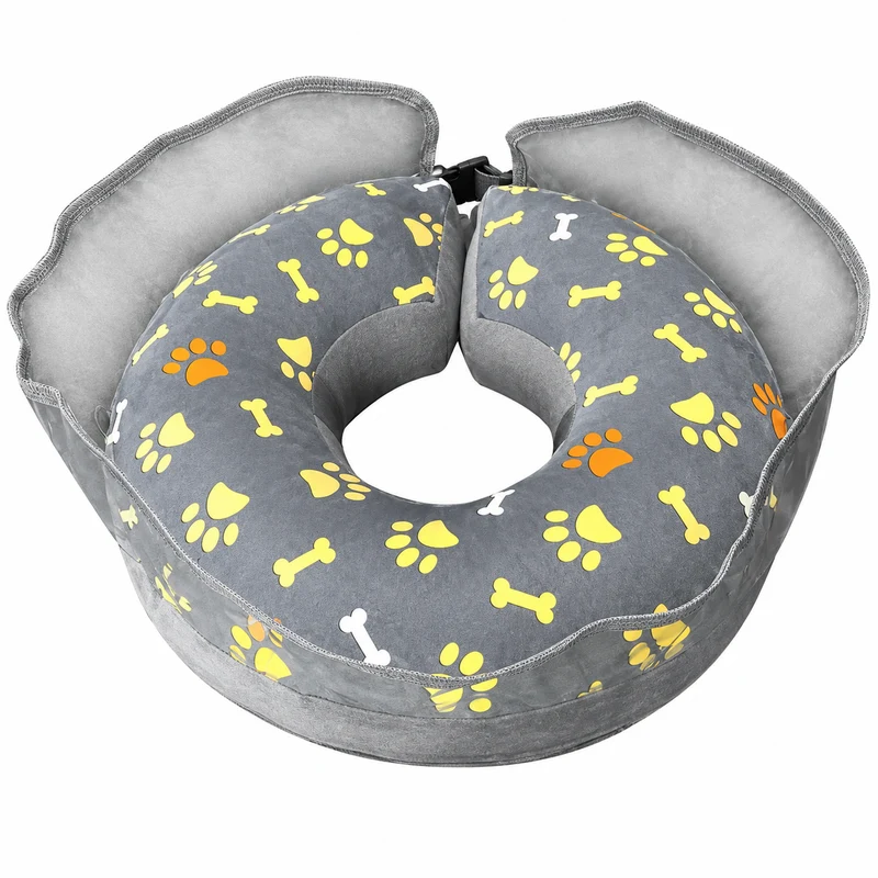 Collerette Gonflable avec Motifs de Pattes et d'Os
