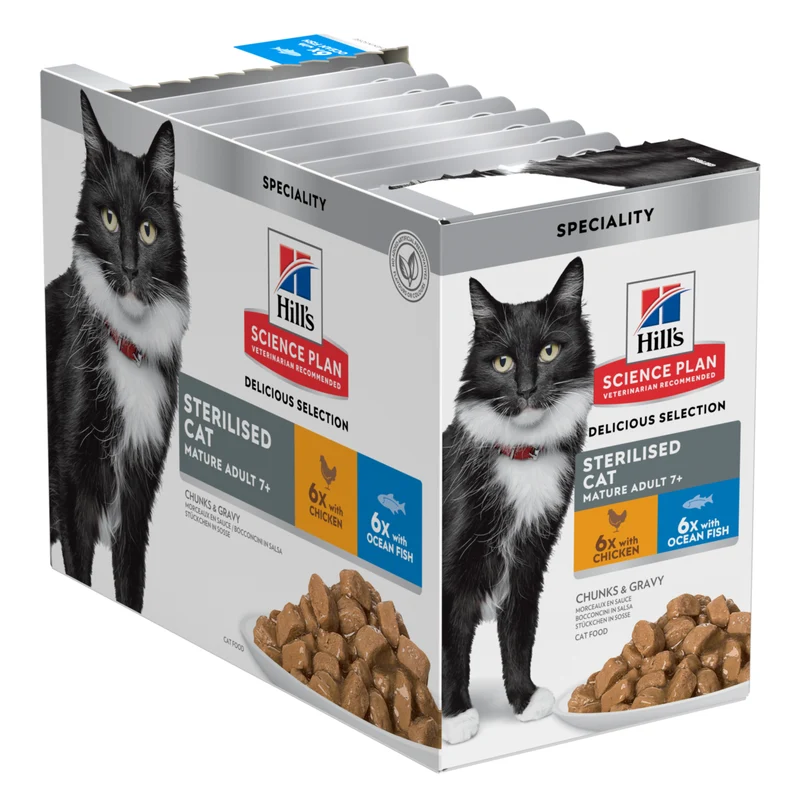 Hill's Science Plan Sterilised Cat Mature 7+ poulet et poisson de l'Océan - pâtée chat