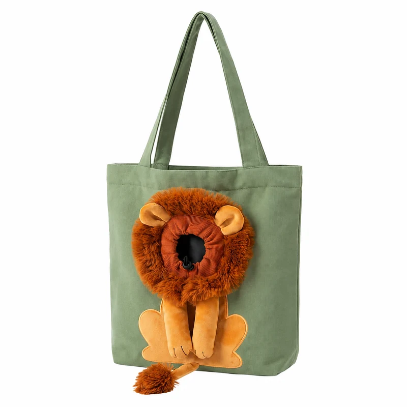 Sac à main portable à design de lion pour chat