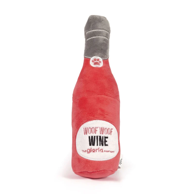 Jouet pour chien en peluche Gloria WOOF WOOF WINE Rouge