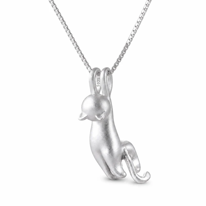 Collier et pendentif de chat de couleur argent