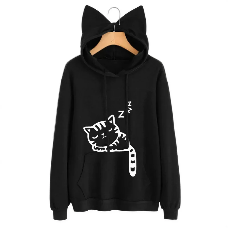 Sweat à capuche en forme de chat pour femmes