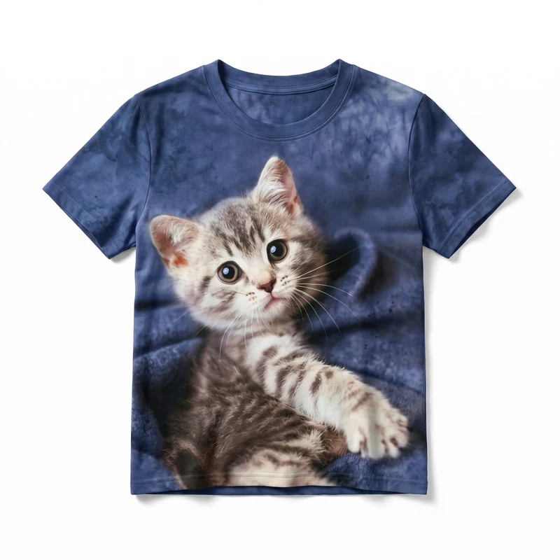 T-shirt avec chat mignon imprimé en 3D pour femme
