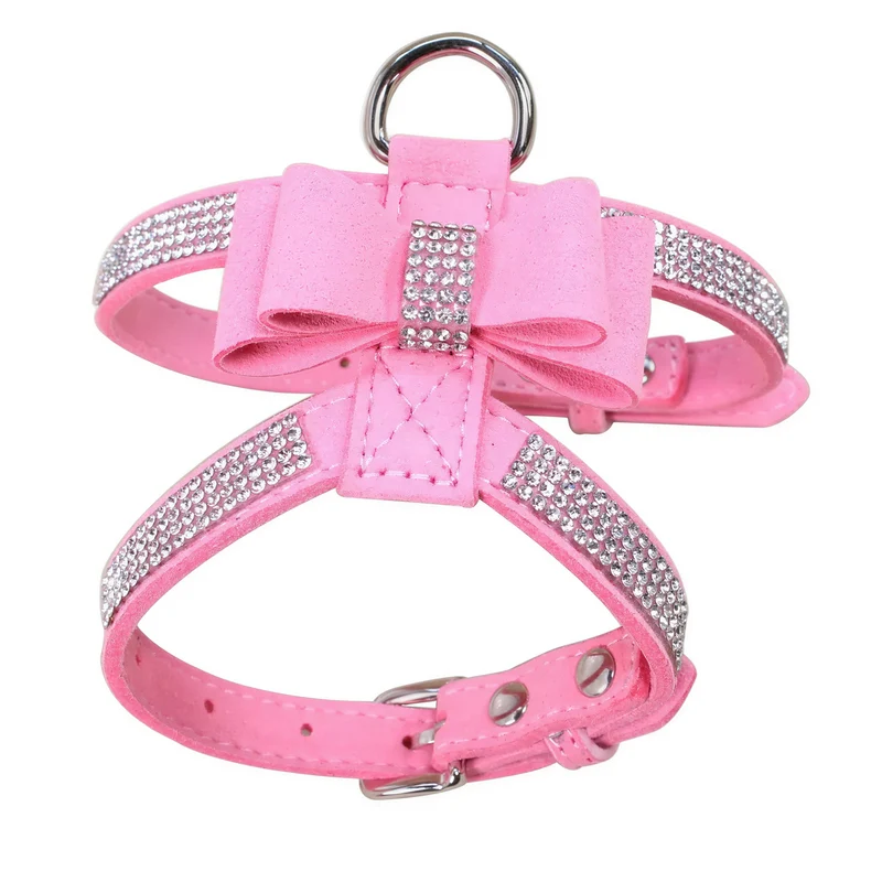 Harnais de poitrine en strass avec nœud de papillon pour chat