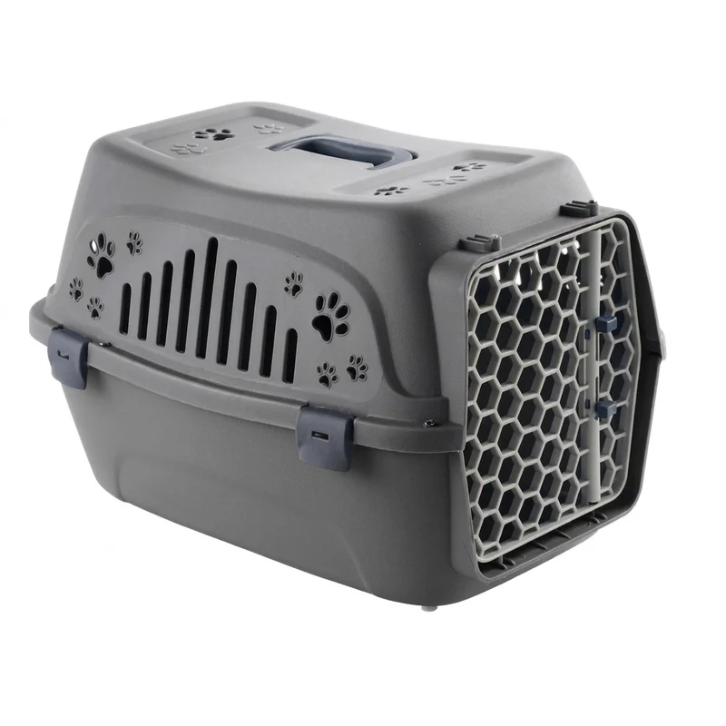 Boîte de transport respirante et durable en plastique pour chat