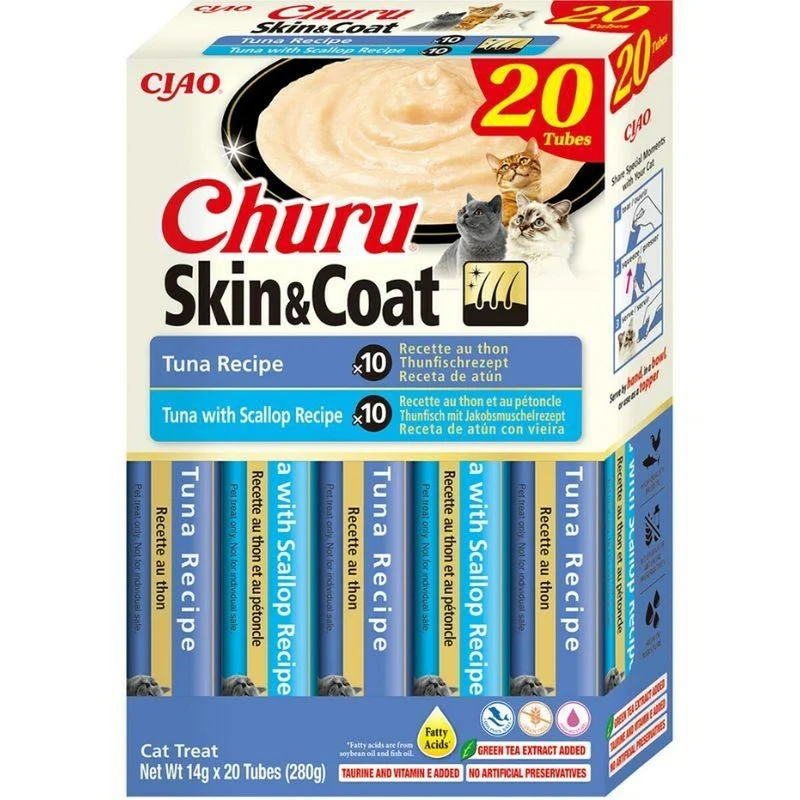 Collation pour Chat Inaba Churu Skin&Coat Poisson