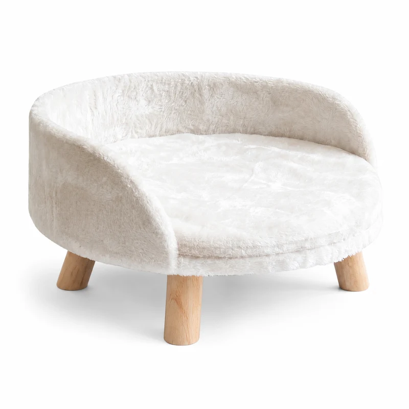 Lit chaud et lavable en laine d'agneau pour chat