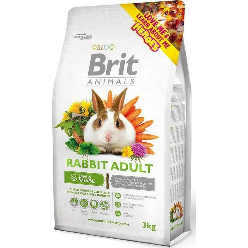 Nourriture pour lapins Brit Animals Rabbit Adult Complete Lapin 3 Kg