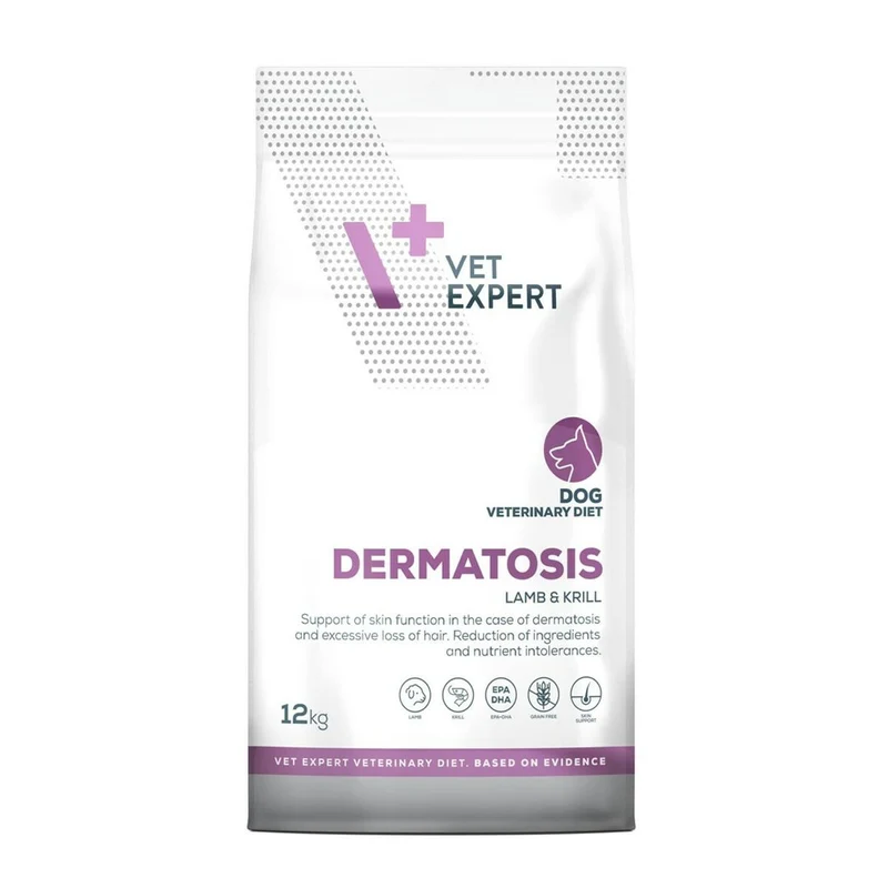 Nourriture VETEXPERT Dermatosis Dog Lamb & Krill Agneau 12 kg