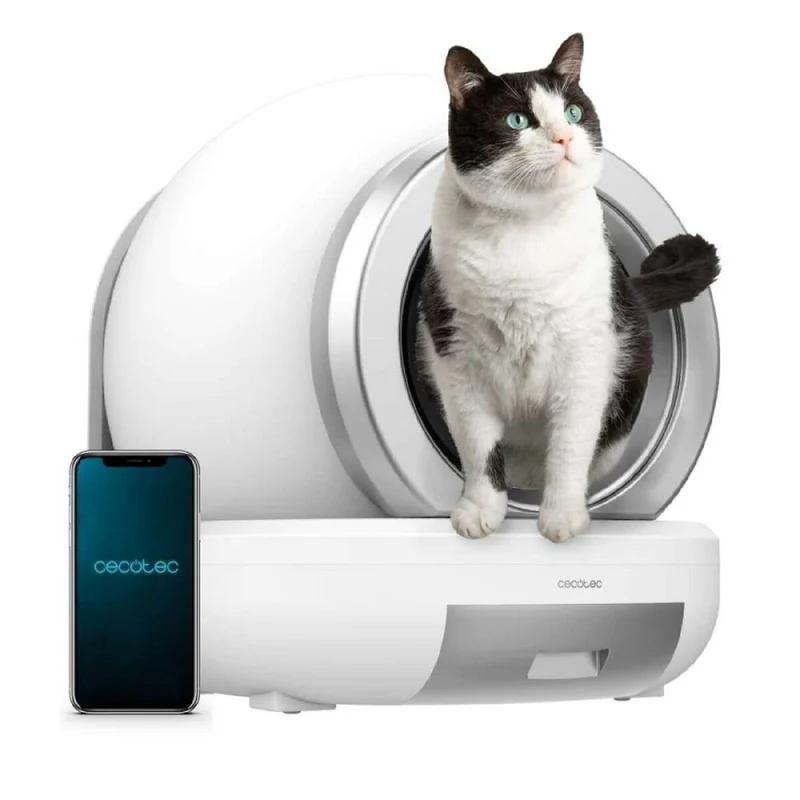 Bac à litière autonettoyant pour chats Cecotec Pumba 7000 CleanKitty Compact Connected Blanc Plastique