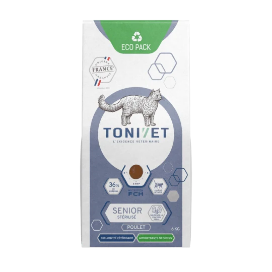 Tonivet Stérilisé Senior au poulet - croquettes chat
