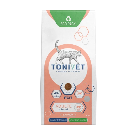 Tonivet Adulte Stérilisé Saumon Croquette Pour Chat