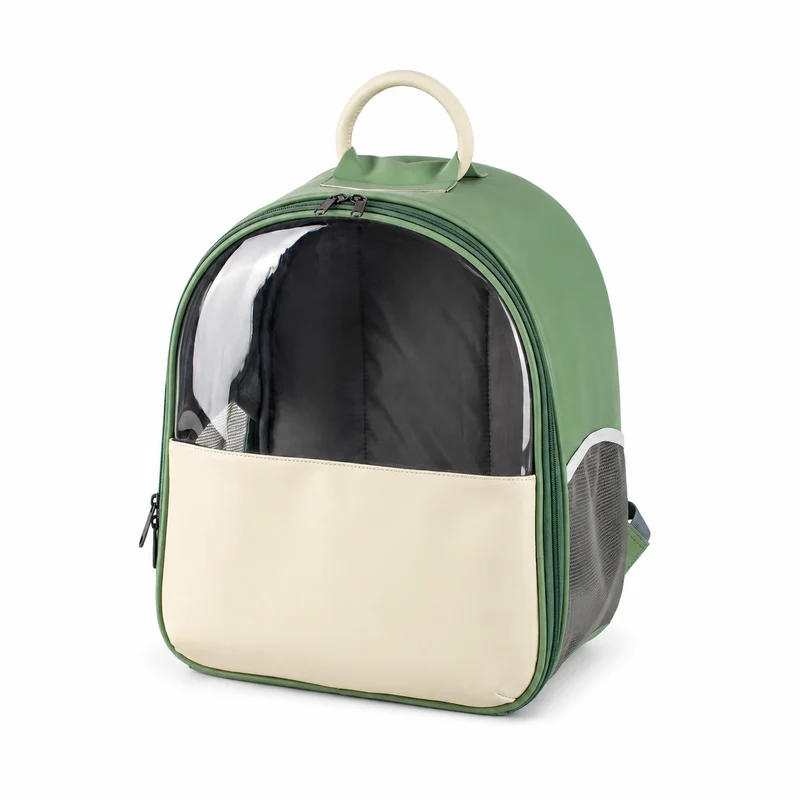 Sac à dos de voyage transparent vert pour chat