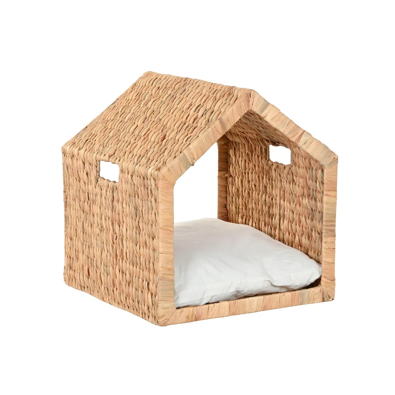Lit pour animal de compagnie Home ESPRIT Crème Naturel Métal Jacinthe d'eau 43 x 43 x 46 cm