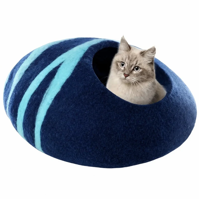 Lit grotte en laine fait à la main pour chats et chatons - CHAT'GROTTE™