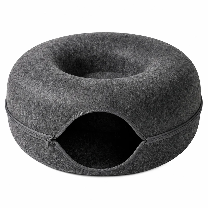 PANIER DE MAISON EN FEUTRE NATUREL POUR CHAT - DONUT4CAT™