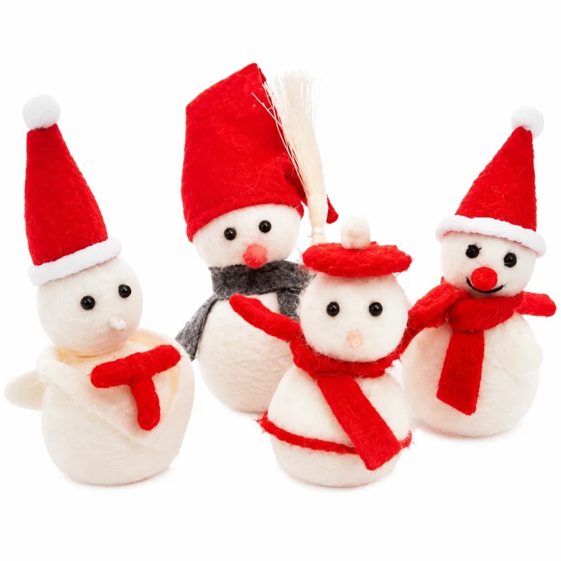 Noël Jouets, boule culbuto en feutre de laine, décors de Noël, Bonhomme de neige - Pour Chat - CulbutoNeigeChat™