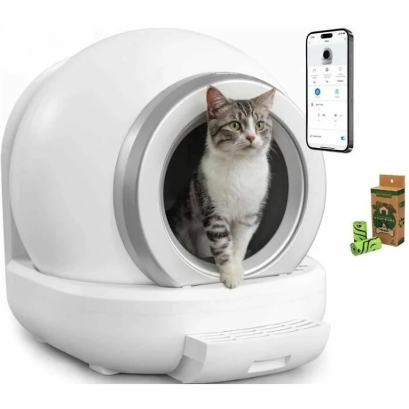 Bac à litière pour chats Blanc Gris