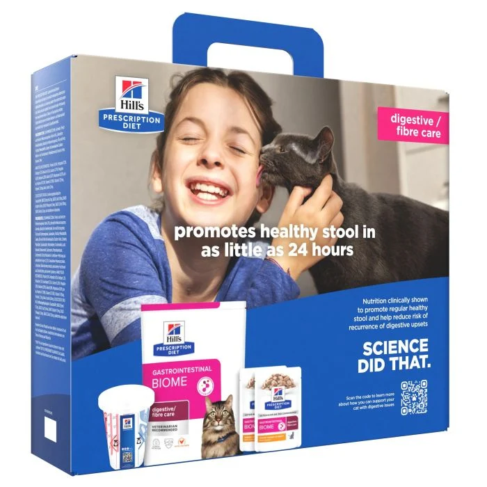 Hill's PD Feline Gastrointestinal Biome Kit — Aliment diététique pour chats au poulet, très digestible, 300 g + 2 x 85 g