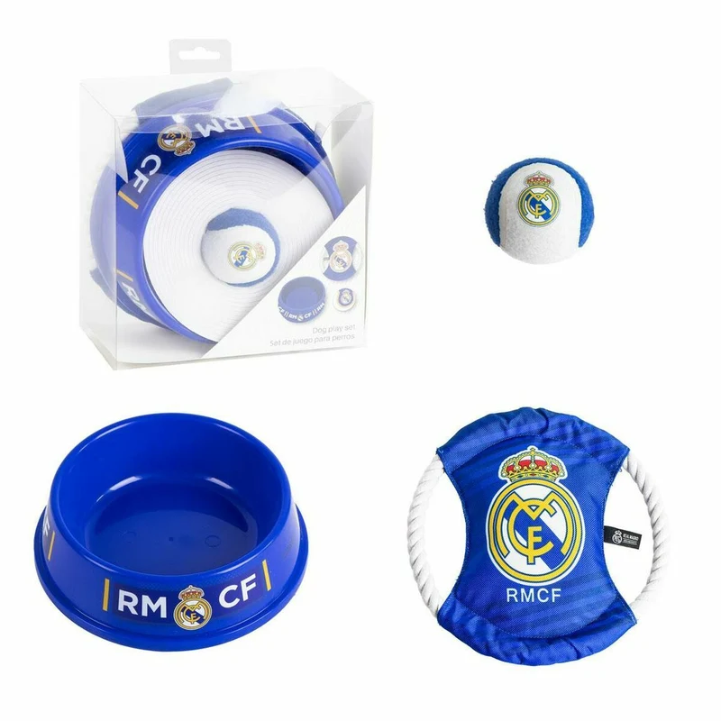 Coffret de bienvenue pour chiens Real Madrid C.F. Bleu 21,0 x 21,0 x 8,8 cm 3 Pièces