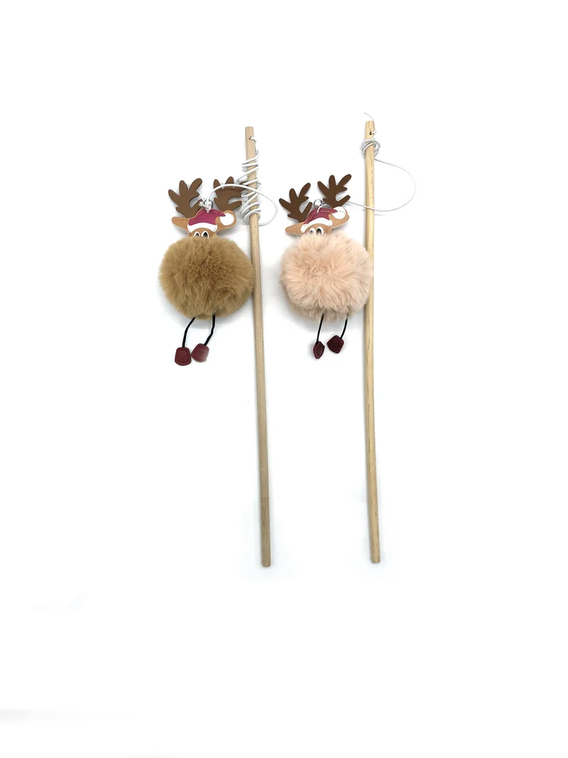 Canne à pêche de Noël XL avec peluche Renne chat